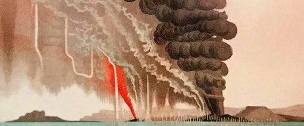 Αποτύπωση της έκρηξης του ηφ. της Σαντορίνης (1866) από τον τότε Διευθυντή του ΕΑΑ, Ιούλιο Σμιτ.