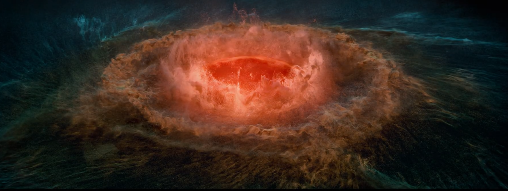 Απεικόνιση 2: Καλλιτεχνική αναπαράσταση του δυναμικού περιβάλλοντος μελανών οπών. Η ενέργεια που απελευθερώνεται καθώς ύλη περιδινίζεται προς τη μελανή οπή είναι δυνατό να δημιουργήσει ισχυρούς “ανέμους”, εκροές δηλαδή αερίου που παρασύρουν μέρος της ύλης του περιβάλλοντος των μελανών οπών και την εκτοξεύουν σε μεγάλες αποστάσεις. Credit: Dimitrios Sakkas (tomakti) - Antonis Georgakakis, Angel Ruiz, Maria Chira (NOA)